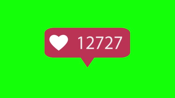 Animation 4K. Rose comme une icône sur fond vert. Comme Compter pour les médias sociaux. 1-100000 J'aime .