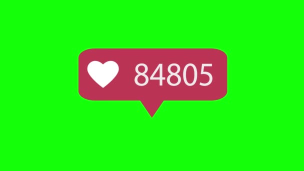 动画4K 粉红色像绿色背景上的图标 比如对社交媒体的统计 500 000 — 图库视频影像