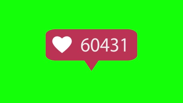 Анимация Розовый Икона Зеленом Фоне Counting Social Media 1000000 Лайков — стоковое видео