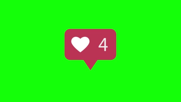 Animation Pink Icon Green Background Counting Social Media Likes — Stock Video