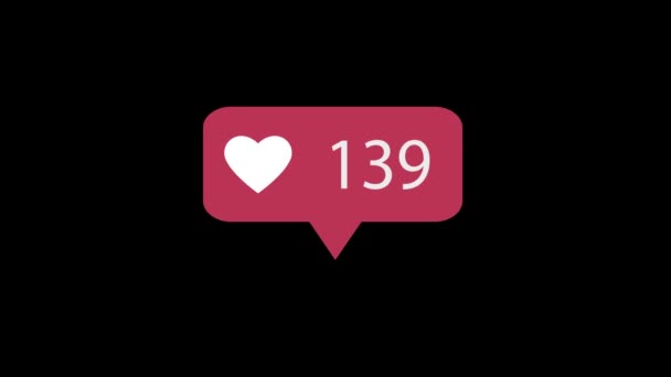 Animation Pink Icon Black Background Counting Social Media 500 Likes — Stock Video