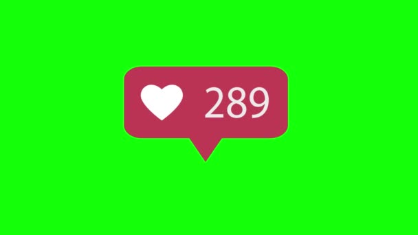 Анимация Розовый Икона Зеленом Фоне Counting Social Media 1000 Лайков — стоковое видео