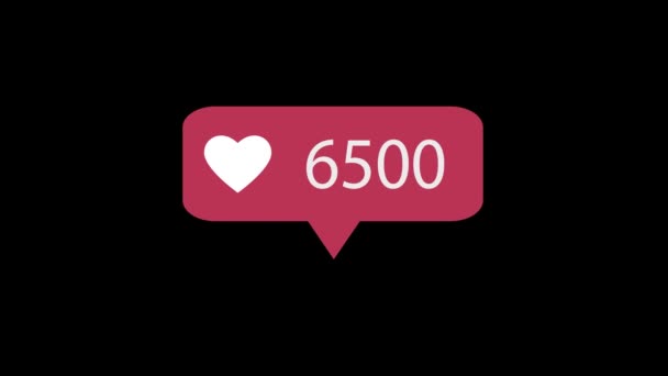 Animation Pink Icon Black Background Counting Social Media 50000 Likes — Stock Video