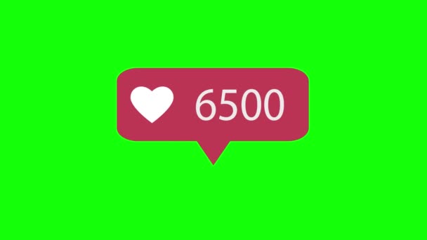 Анимация Розовый Икона Зеленом Фоне Counting Social Media 50000 Лайков — стоковое видео