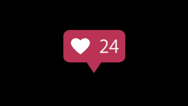 Анимация Розовый Икона Черном Фоне Counting Social Media 100 Лайков — стоковое видео
