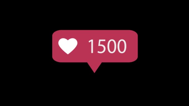 Animation Pink Icon Black Background Counting Social Media 5000 Likes — Stock Video