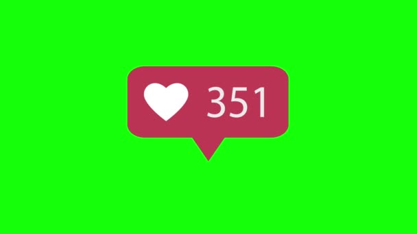 Анимация Розовый Икона Зеленом Фоне Counting Social Media Likes — стоковое видео