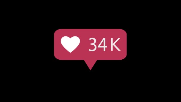 Анимация Розовый Икона Зеленом Фоне Counting Social Media Likes — стоковое видео