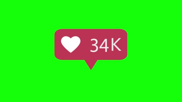 Animation Pink Icon Green Background Counting Social Media 10M Likes — Stock Video