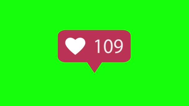 Animation Pink Icon Green Background Counting Social Media Likes — Stock Video