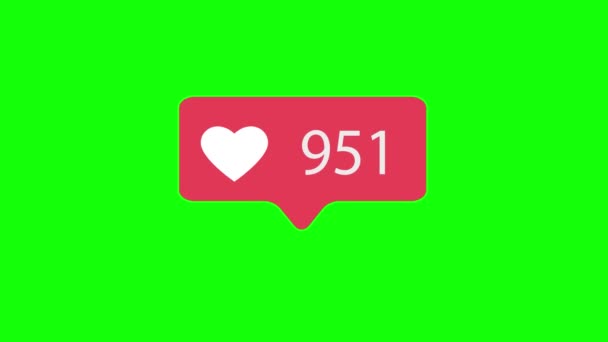 緑のクロマ キーの背景にアイコンのようなピンク色 ソーシャル メディア を数えるようなものが好きです ビデオ — ストック動画