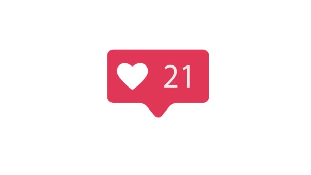 Розовый Икона Белом Фоне Подсчет 100 Лайков Социальных Сетях Видео — стоковое видео