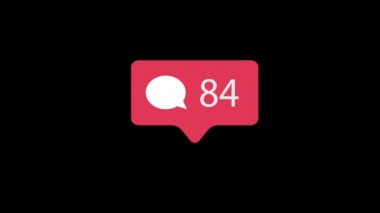 Pembe yorum simge siyah arka plan üzerine. 1-500 yorumlar için sosyal medya sayma yorum. 4k video.