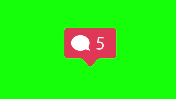绿色色度关键背景上的粉红色评论图标 评论统计社交媒体1 — 图库视频影像