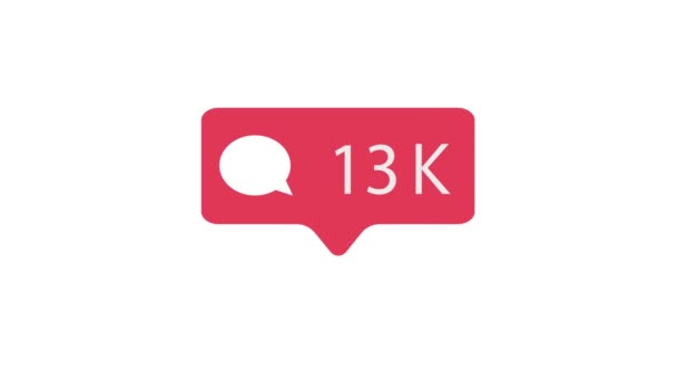 Розовый Комментарий Икона Белом Фоне Комментарий Подсчет Социальных Медиа 200K — стоковое видео