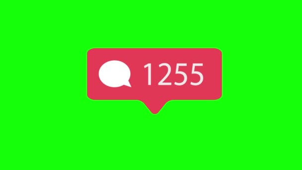 緑のクロマ キーの背景にピンクのコメント アイコン コメント 10000 のコメントを社会的なメディアのカウントします ビデオ — ストック動画