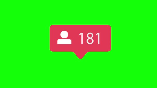 緑クロマ キー背景にフォロワーのアイコン ソーシャル メディア 1000 を数える信者 ビデオ — ストック動画