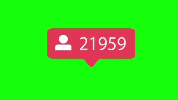 緑クロマ キー背景にフォロワーのアイコン ソーシャル メディア 100000 カウントの信者 ビデオ — ストック動画