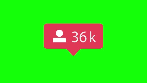 緑クロマ キー背景にフォロワーのアイコン ソーシャル メディア のカウントの信者 ビデオ — ストック動画