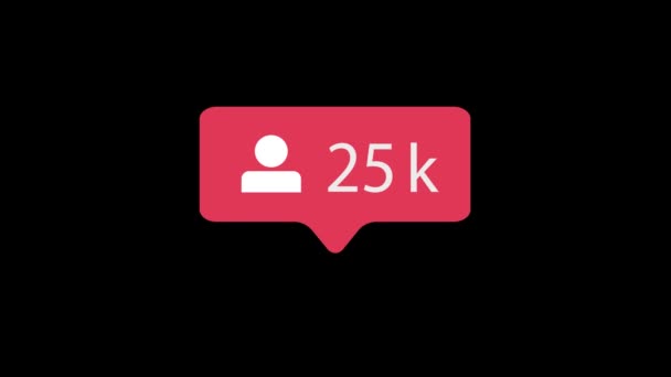 Follower Icon Black Background Followers Counting Social Media 500K Video — Stock Video
