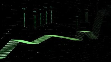 Zaman içinde başarı ve kayıpları dinamik olarak gösteren bir iş bilgi grafiğinin animasyonu. 4k renkli finansal infografik.