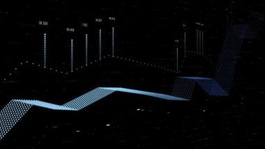 Zaman içinde başarı ve kayıpları dinamik olarak gösteren bir iş bilgi grafiğinin animasyonu. 4k renkli finansal infografik.