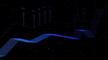 Zaman içinde başarı ve kayıpları dinamik olarak gösteren bir iş bilgi grafiğinin animasyonu. 4k renkli finansal infografik.