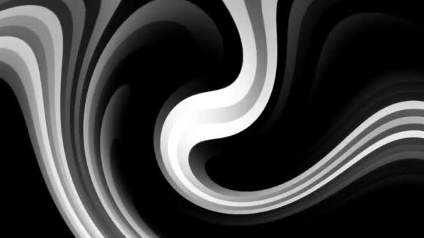抽象背景动画的弯曲白色和黑色移动条纹 循环动画 — 图库视频影像