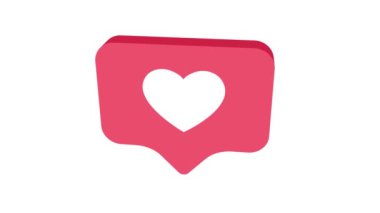 4k Döner İyometrik pembe simge gibi, beyaz arka plan üzerinde 3d animasyon. Döngülü animasyon. Sosyal medya bildirim simgesi.