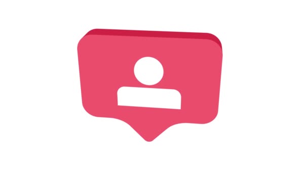 Rotating Comment Follower Isometric Pink Icon Animation White Background Looped — Stock Video