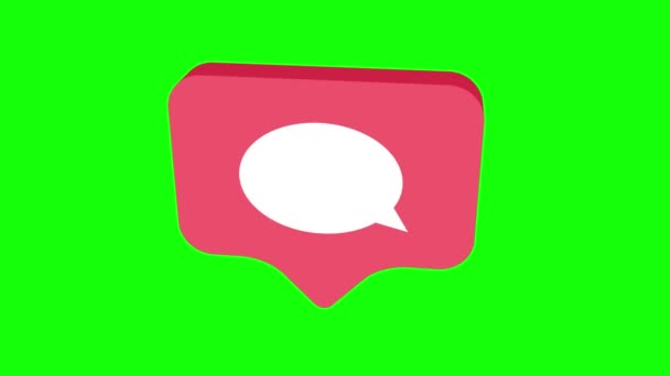 Rotating Comment Isometric Pink Icon Animation Green Chroma Key Green — Vídeo de Stock