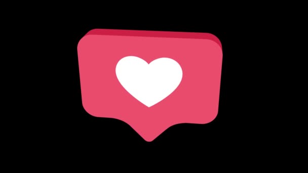 Rotation 4k Comme icône rose isométrique, animation 3d sur fond noir. Animation en boucle. icône de notification des médias sociaux .