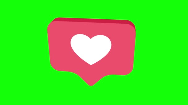 4K回転等度ピンクのアイコン 緑色のクロマキー 緑色の画面 の背景に3Dアニメーション ループアニメーション ソーシャルメディア通知アイコン — ストック動画