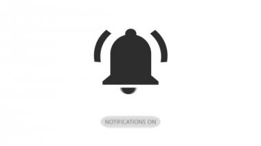 Fare Tıklaması Çan Düğmesi ve Bildirimleri Açar. Beyaz Arka Planda Youtube Animasyonu