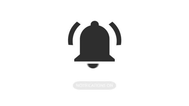 Mouse Clicando Bell Button Liga Notificações Animação Youtube Fundo Branco — Vídeo de Stock