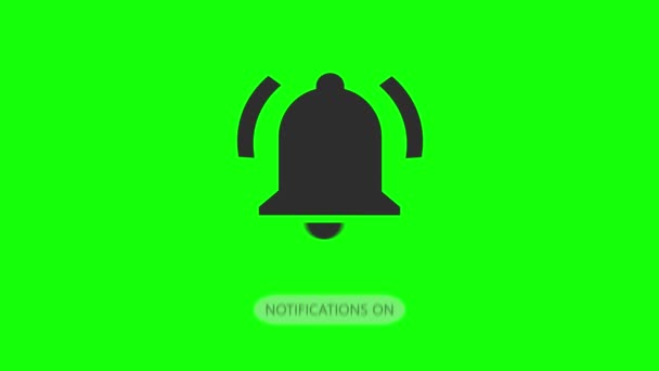 Mouse Clicking Bell Button Turns Notifications Youtube Animation Green Screen — Stock Video