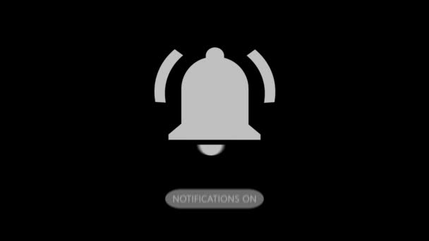 Mouse Clicking Bell Button Turns Notifications Youtube Animation Black Background — Stock Video