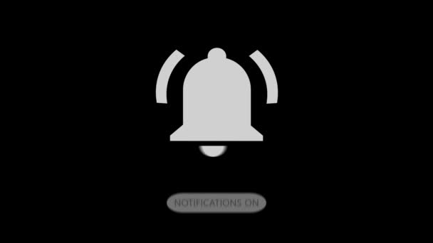 Mouse Clicking Bell Button Turns Notifications Youtube Animation Black Background — Stock Video