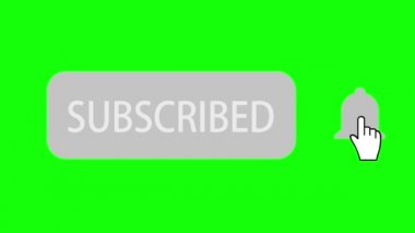 Sosyal Ağ Animasyonu. Yeşil Ekranda Abone Ol Düğmesi ve Zil Bildirimi (Chroma Tuşu) Arka Plan.