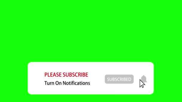 Please Subscribe Turn Notifications Animation Social Network Green Screen Chroma — Stock Video