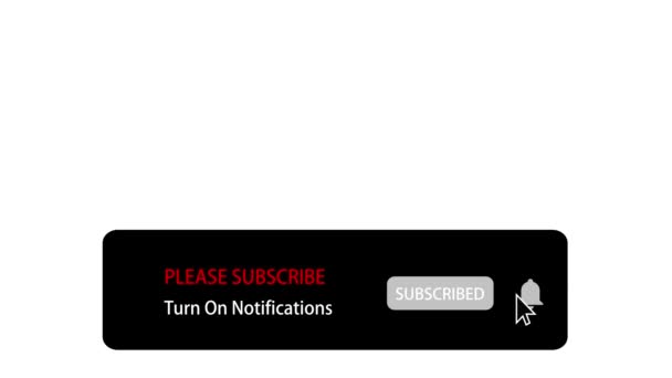 通知を購読してオンにしてください 黒いカーソルを持つ白い背景上のソーシャルネットワークのアニメーション — ストック動画