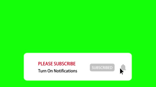 请订阅并打开通知 带黑色光标的绿屏 背景上的社交网络动画 — 图库视频影像