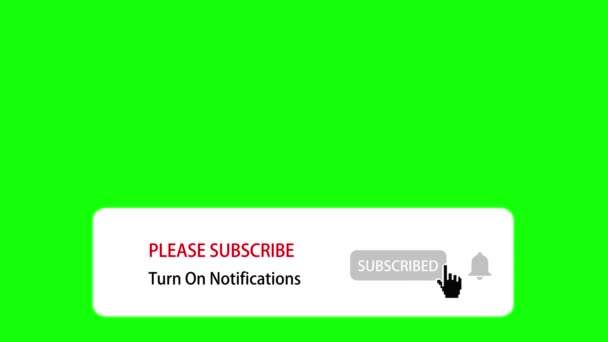 Please Subscribe Turn Notifications Animation Social Network Green Screen Chroma — Stock Video