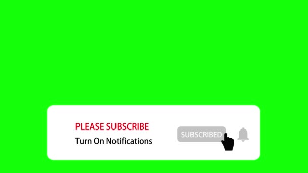 Please Subscribe Turn Notifications Animation Social Network Green Screen Chroma — Stock Video