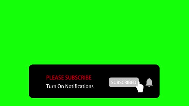 Please Subscribe Turn Notifications Animation Social Network Green Screen Chroma — Stock Video