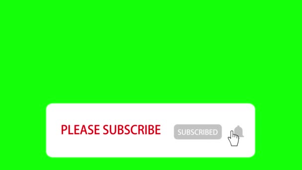 Уведомление Пожалуйста Подпишитесь Анимация Социальной Сети Зеленом Экране Chroma Key — стоковое видео