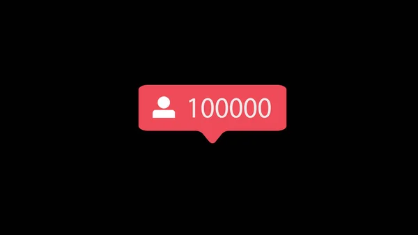 Sayaç, bildirim simgesini takip et. Siyah Arka Planda Sosyal Medyanın Pembe Düğmesi.