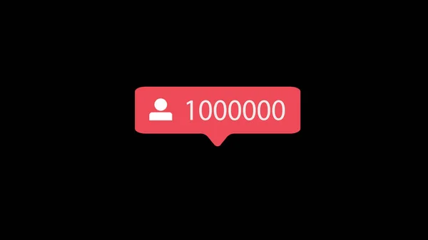 Sayaç, bildirim simgesini takip et. Siyah Arka Planda Sosyal Medyanın Pembe Düğmesi.