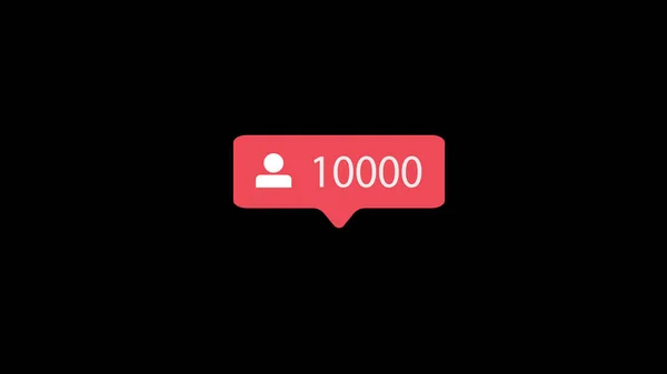 Sayaç, bildirim simgesini takip et. Siyah Arka Planda Sosyal Medyanın Pembe Düğmesi.