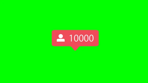 Sayaç, bildirim simgesini takip et. Yeşil Ekranda Sosyal Medyanın Pembe Düğmesi (Renk Tuşu) Arka Plan.